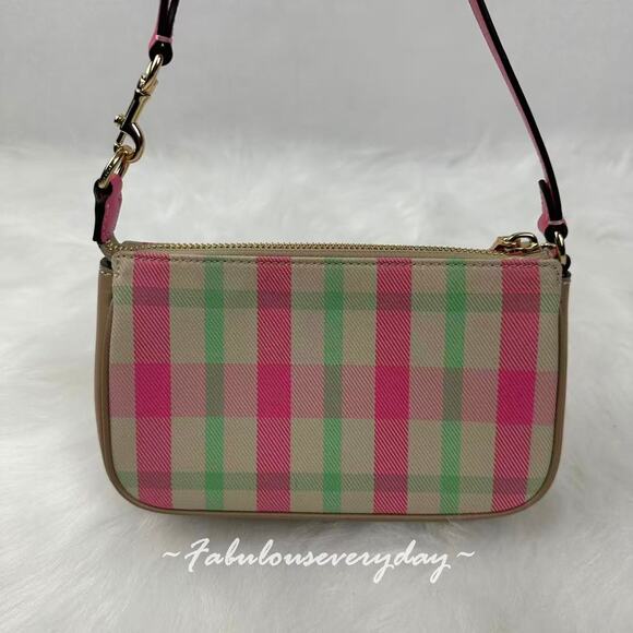 Coach Nolita 19 With Plaid Print Bag Wristlet Purse In Pink Multi CBK65 NWT - Picture 4 of 8